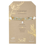 Displayed on card Teardrop Stone Wrap in Amazonite, Howlite & Gold by Scout Curated Wears. Promotes calm and courage. Versatile and lightweight. Available at Be Charmed.