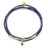 Navy/Gold Scout Curated Wears Tonal Chromacolor Miyuki Bracelet Trio – three colorful beaded bracelets handcrafted for stacking and layering, available at Be Charmed.