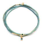 Turquoise/Gold Scout Curated Wears Tonal Chromacolor Miyuki Bracelet Trio – three colorful beaded bracelets handcrafted for stacking and layering, available at Be Charmed.