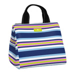 Fall in Line SCOUT Eloise Lunch Tote – quilted insulated lunch bag 10.25″W × 10″H × 7.25″D, holds up to 10 lb, foam‑lined interior, exterior Velcro pocket, wipes clean. Available at Be Charmed 