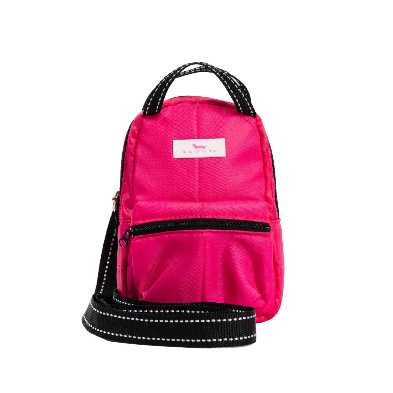 Pink Puffer SCOUT Globetrotter Backpack – lightweight, water-resistant daypack with padded adjustable straps, interior organization pockets and water bottle sleeve. Available at Be Charmed