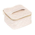 Scout Champagne Quilted Hidden Gem jewelry case with drawstring pouches, clear lid & upright design – available at Be Charmed