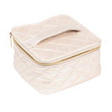 Scout Champagne Quilted Hidden Gem jewelry case with drawstring pouches, clear lid & upright design – available at Be Charmed