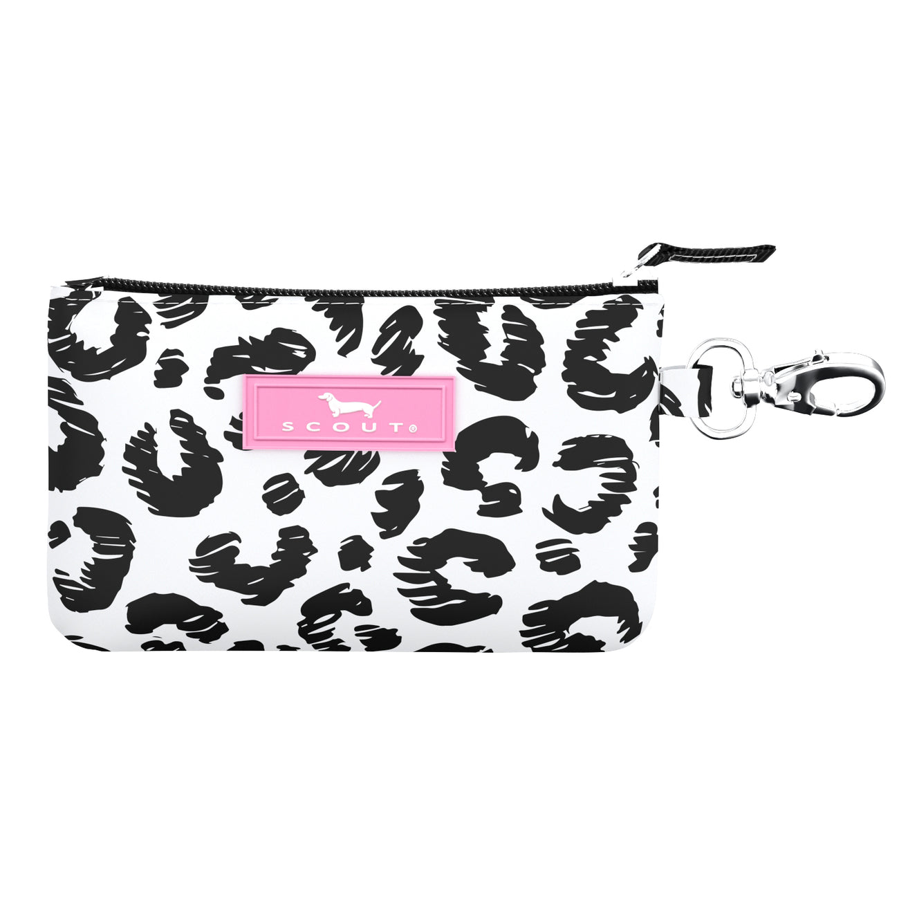 Cat Skills SCOUT IDKase Card Holder – 5″×3.25″×0.5″ water‑resistant coated cotton slim wallet with clear ID window and key‑clasp clip. Available at Be Charmed