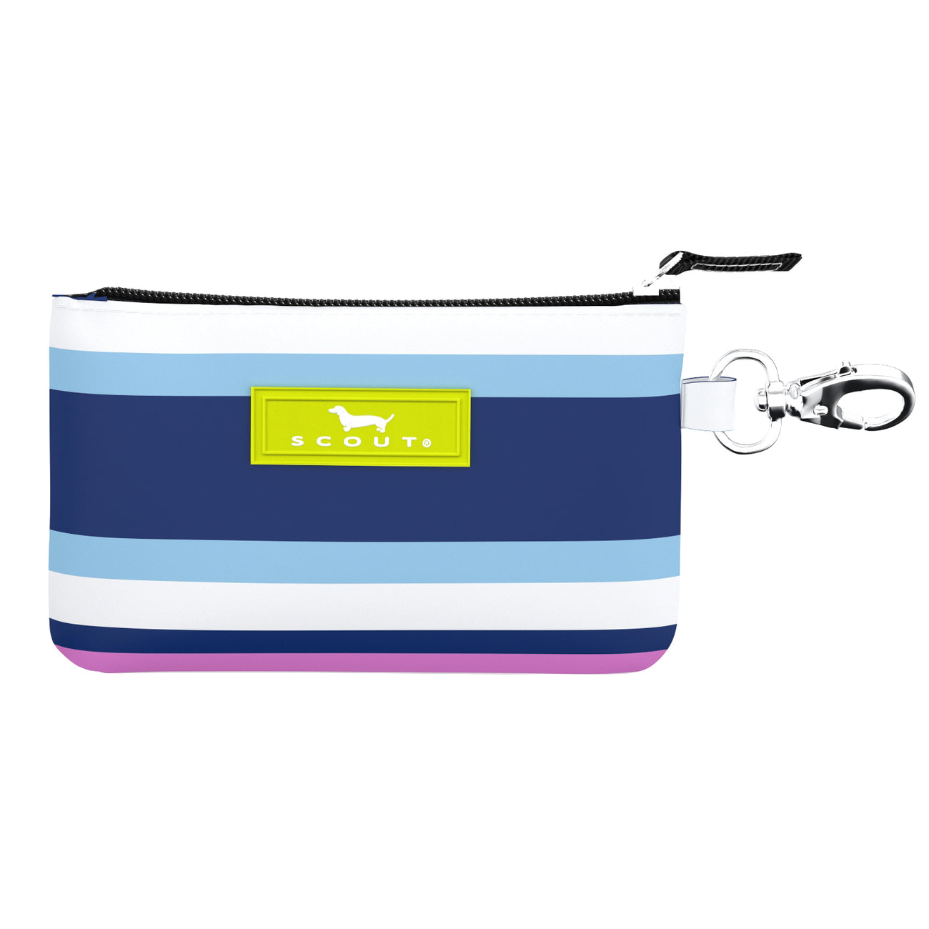 Fall in Line SCOUT IDKase Card Holder – 5″×3.25″×0.5″ water‑resistant coated cotton slim wallet with clear ID window and key‑clasp clip. Available at Be Charmed