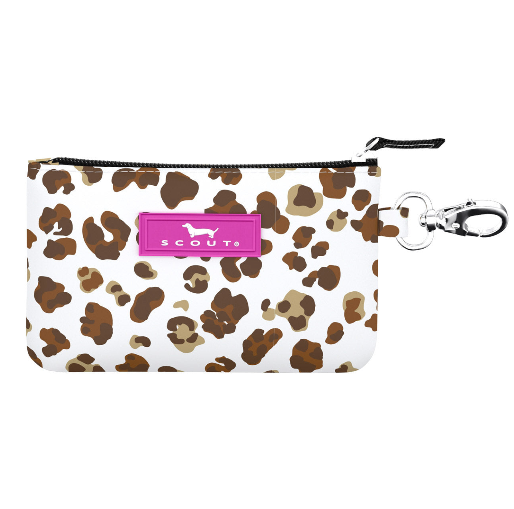 Faux Paws SCOUT IDKase Card Holder – 5″×3.25″×0.5″ water‑resistant coated cotton slim wallet with clear ID window and key‑clasp clip. Available at Be Charmed