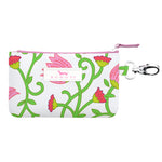 Late Bloomer SCOUT IDKase Card Holder – 5″×3.25″×0.5″ water‑resistant coated cotton slim wallet with clear ID window and key‑clasp clip. Available at Be Charmed