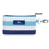 Meant to Bistro SCOUT IDKase Card Holder – 5″×3.25″×0.5″ water‑resistant coated cotton slim wallet with clear ID window and key‑clasp clip. Available at Be Charmed