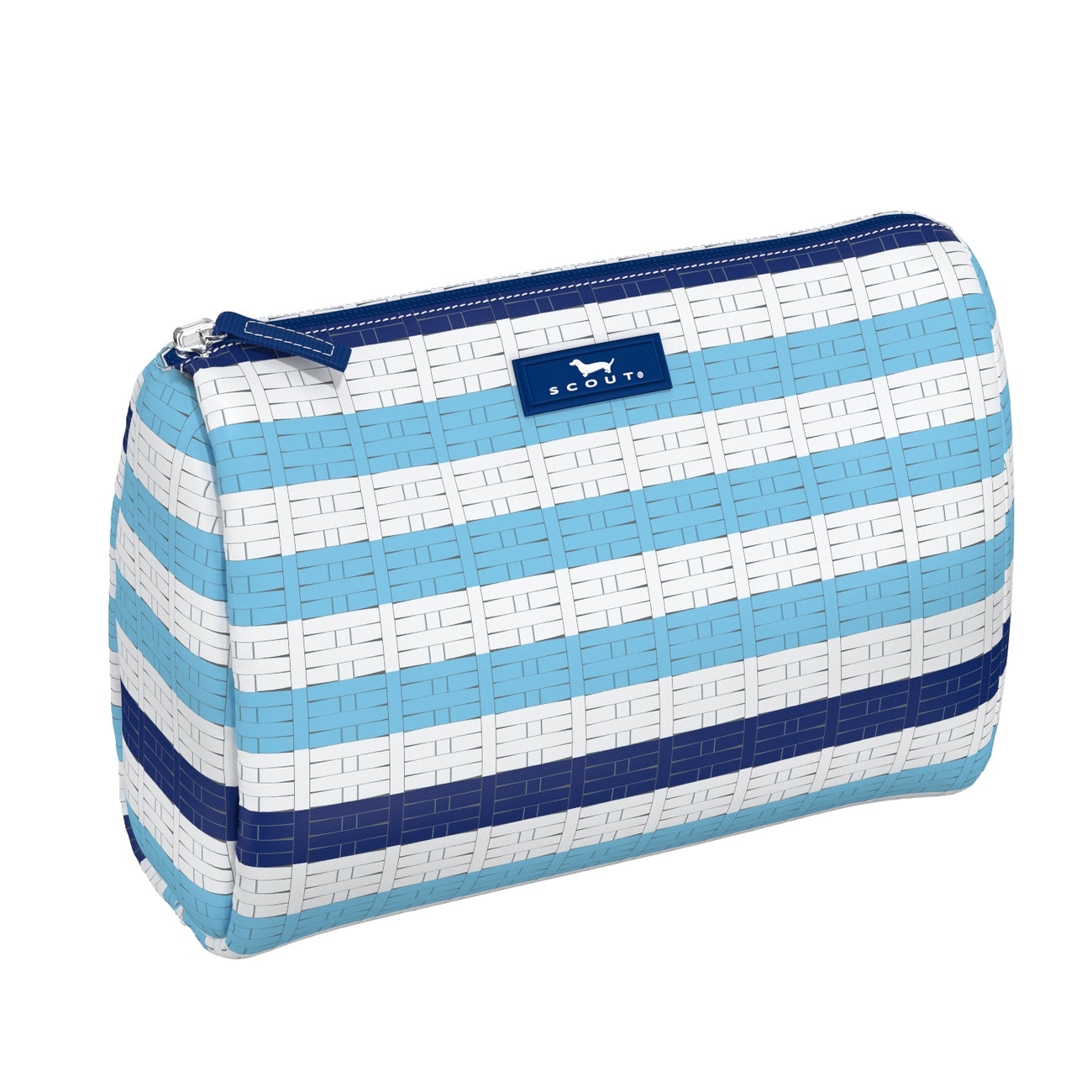 Meant to Bistro SCOUT Packin’ Heat Cosmetic Bag — 9.75″W × 7″H × 3.75″D coated cotton travel pouch with interior slip pocket, water‑resistant and slim profile. Available at Be Charmed