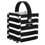 Fleetwood Black SCOUT Mini Package Gift Bag – 5″ W × 5.75″ H × 4.25″ D reusable woven gift bag folds flat, weighs 0.1 lb, with 3.5″ handle drop and grommets for ribbon/stickers. Durable and eco‑friendly. Available at Be Charmed 