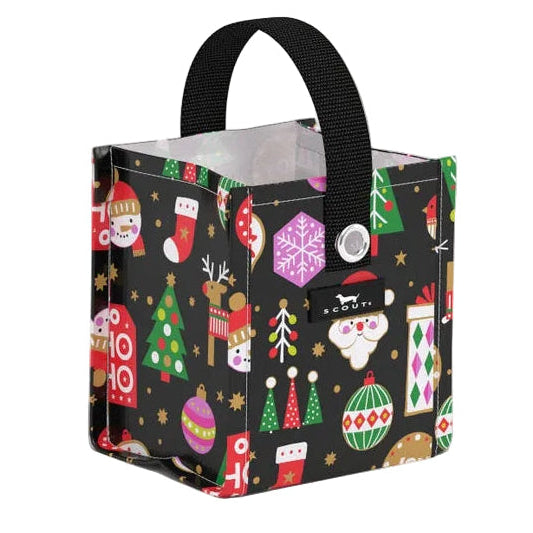 Secret Santa Scout square X-small reusable gift bag featuring durable patterned woven fabric available at Be Charmed