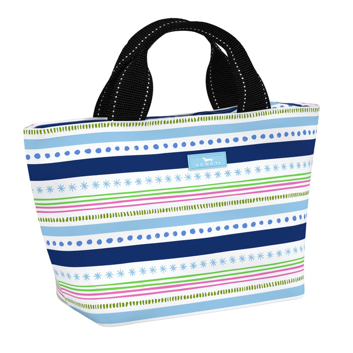 Scout All the TrimmingsNooner insulated lunch bag with wide base for easy loading – available at Be Charmed