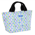 Chalk About it SCOUT Nooner insulated lunch bag – 14.25″ W x 8″ H x 6″ D, foam-insulated, water-resistant poly twill, exterior zipper pocket. Folds flat for compact storage. Available at Be Charmed
