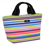 LIne Up SCOUT Nooner insulated lunch bag – 14.25″ W x 8″ H x 6″ D, foam-insulated, water-resistant poly twill, exterior zipper pocket. Folds flat for compact storage. Available at Be Charmed