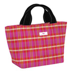 Sweet Tartan SCOUT Nooner insulated lunch bag – 14.25″ W x 8″ H x 6″ D, foam-insulated, water-resistant poly twill, exterior zipper pocket. Folds flat for compact storage. Available at Be Charmed