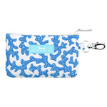 Sweet Coraline SCOUT IDKase Card Holder – 5″×3.25″×0.5″ water‑resistant coated cotton slim wallet with clear ID window and key‑clasp clip. Available at Be Charmed