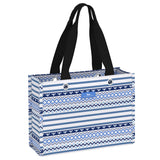Knit Happens SCOUT Tiny Package Gift Bag – 11"W × 8"H × 4.5"D all‑weather woven bag folds flat, weighs 0.2 lbs, holds 30 lbs, reusable and wipe‑clean. Available at Be Charmed