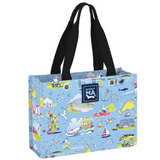 Massachusetts SCOUT Tiny Package Gift Bag – 11"W × 8"H × 4.5"D all‑weather woven bag folds flat, weighs 0.2 lbs, holds 30 lbs, reusable and wipe‑clean. Available at Be Charmed