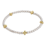 enewton Signature Cross Small Pearl Bead 3mm Gold Bracelet