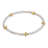 enewton Signature Cross Small Pearl Bead 3mm Gold Bracelet