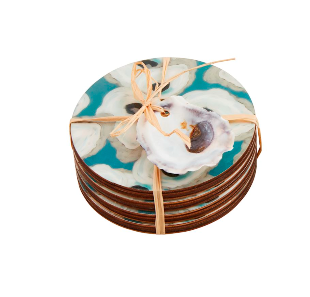 Mud Pie Blue Oyster Coaster Set