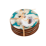 Mud Pie Blue Oyster Coaster Set