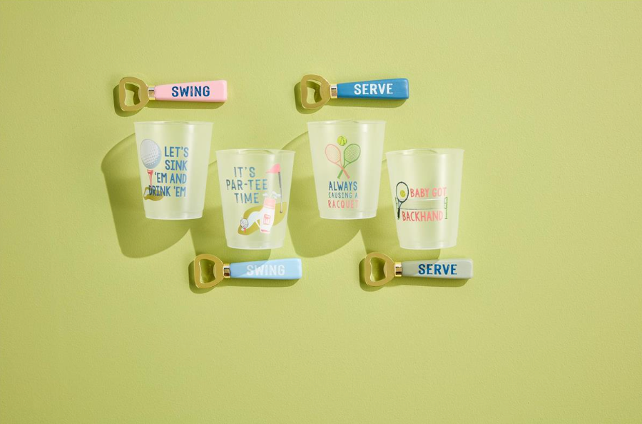 Mud Pie Tennis & Golf Party Cup & Opener Sets