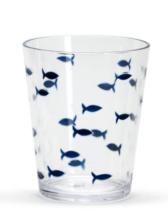 Two's Company Acrylic Drinking Glass Blue Fish 16oz