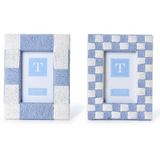 Two's Company 4x6 Frame Checkered Blue and White