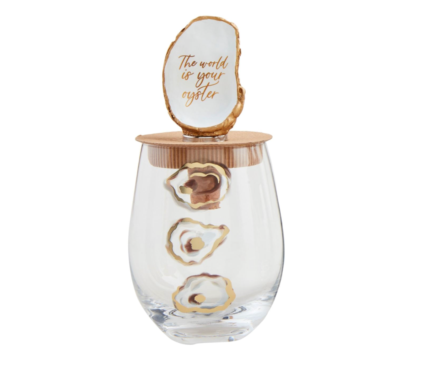 Mud Pie  Oyster Pattern Wine Glass