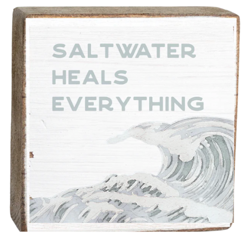 Rustic Marlin 6 x 6 Block Saltwater Heals Everything