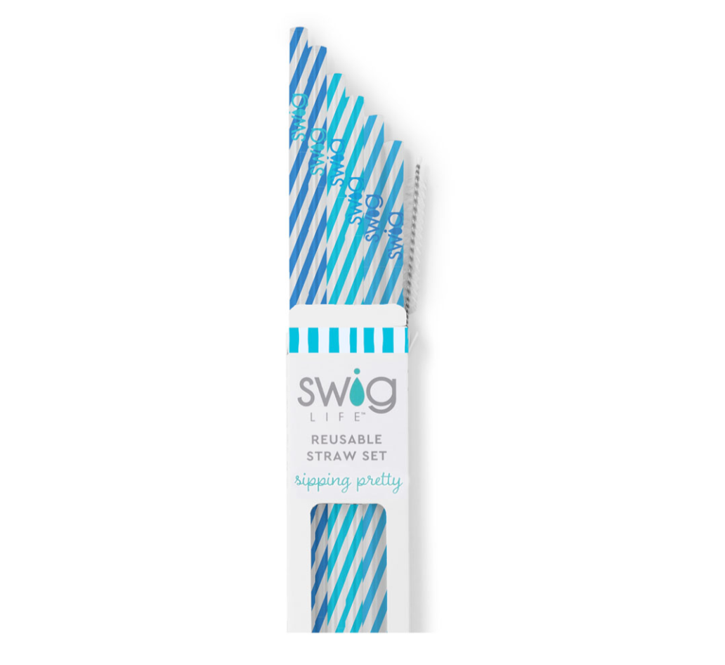 Swig Glacier Stripe Straw Set