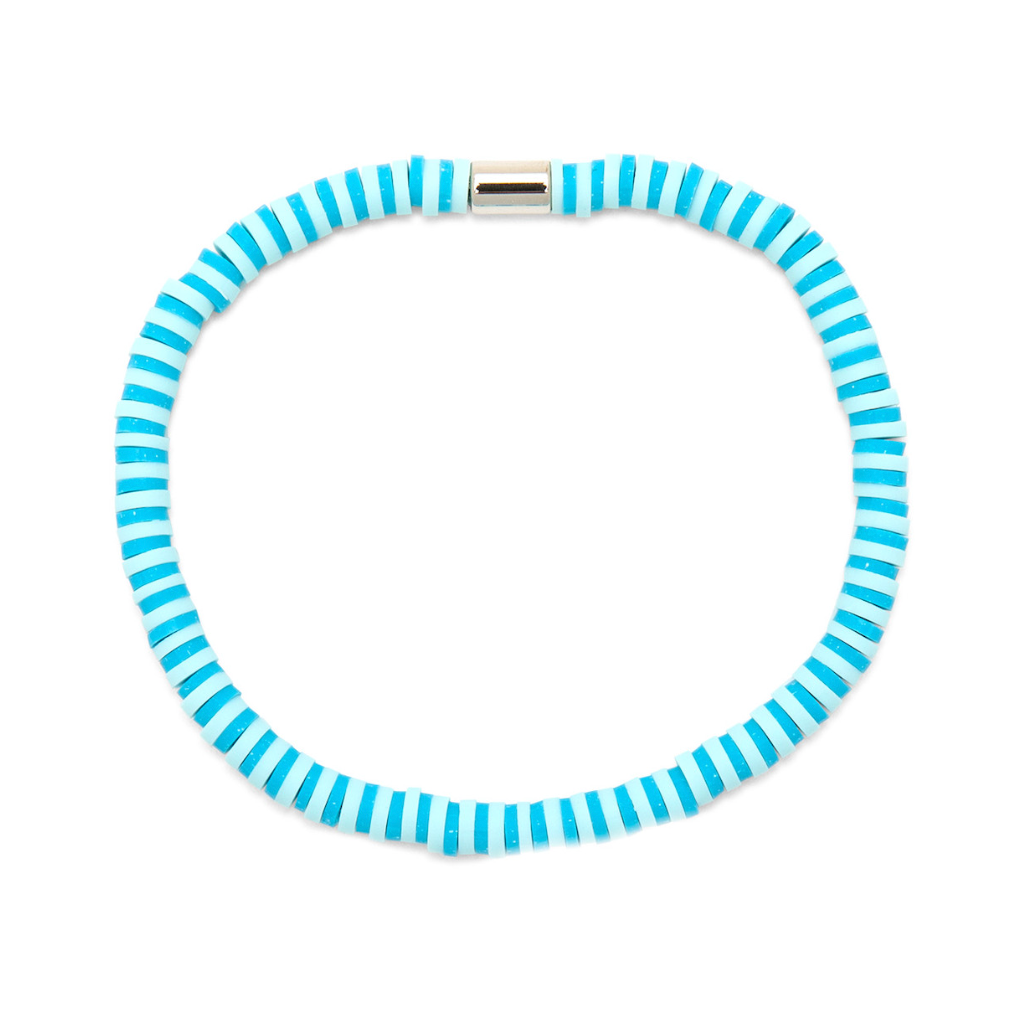 Pura Vida Canal Blues Seascape Vinyl Disc Stretch Bracelet 