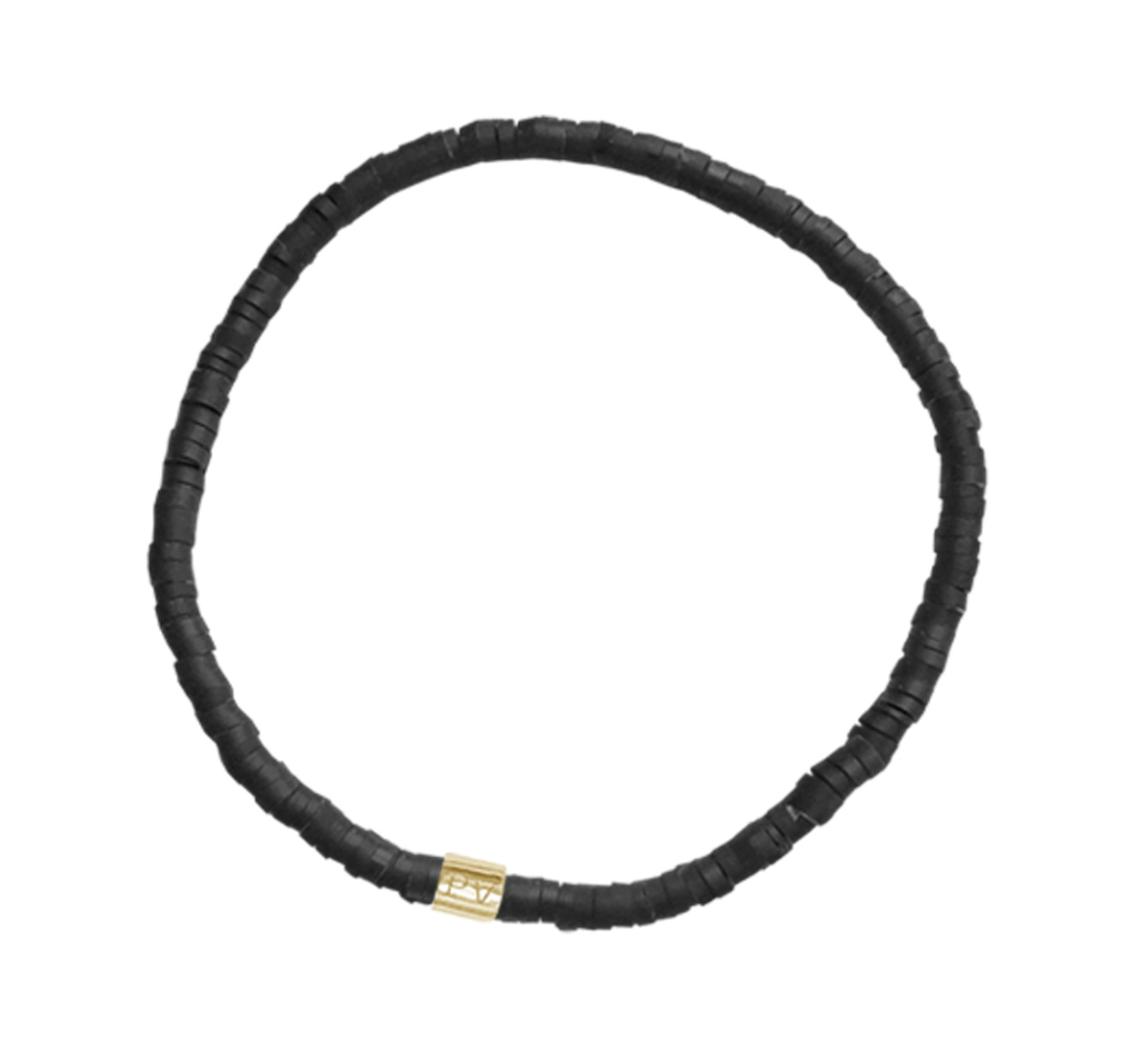 Pura Vida Black Cabrillo Vinyl Disc Stretch Bracelet 