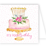 Rosanne Beck - Enclosure Card - Birthday Pink Cake w/lit Candles