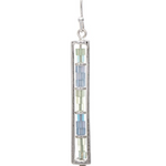 Rain Silver Stacked Blues Color Bead Bar Earrings 