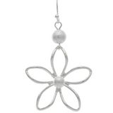Rain Silver Pearl Top Wire Flower Earrings 