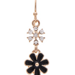 Rain Gold Black Enamel Crystal Flower Earrings