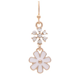 Rain Gold White Enamel Crystal Flower Earrings