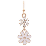 Rain Gold White Enamel Crystal Flower Earrings