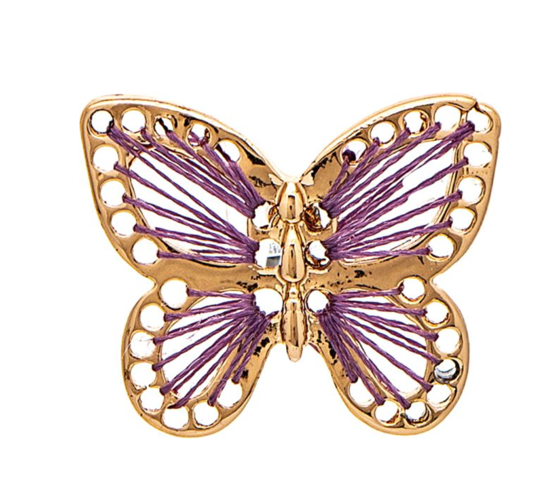 Rain  Purple Thread Butterfly Post Earring Gold