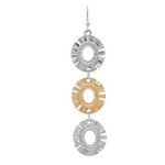 Rain Two Tone Triple Textured Circles Drop Earrings