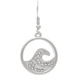 Rain Silver Crystal Sparkle Waves Circle Earrings 