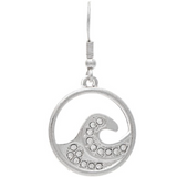 Rain Silver Crystal Sparkle Waves Circle Earrings 