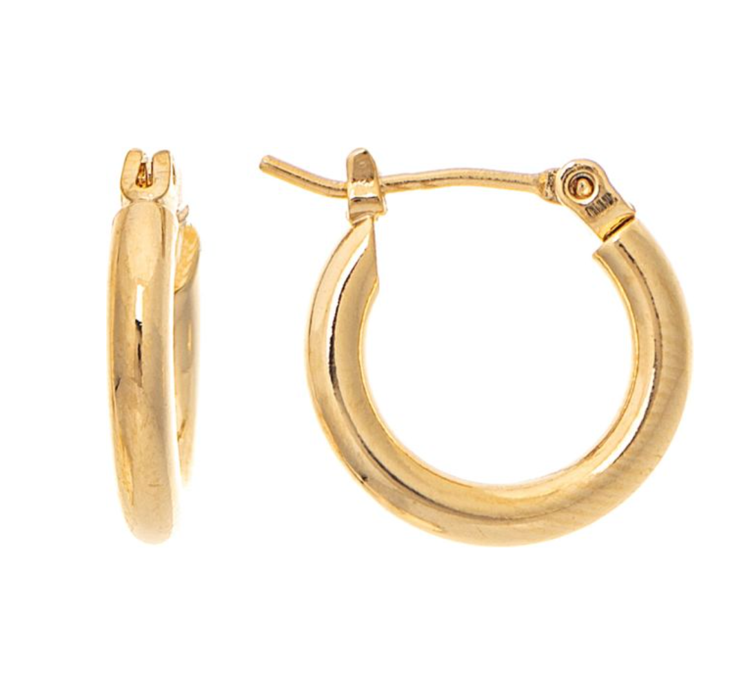 Rain Gold Little 1/2"Hypoallergenic Pin Catch Hoop Earrings