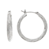 Rain Silver Shiny Twist Wire 7/8" Hypoallergenic Hoop Earrings