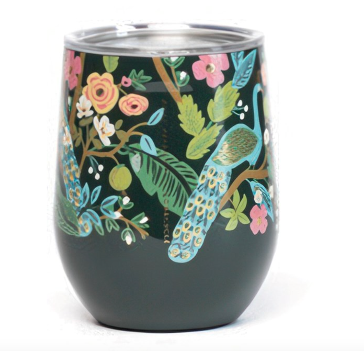 Corkcicle 12oz Stemless Rifle Paper Peacock Blue