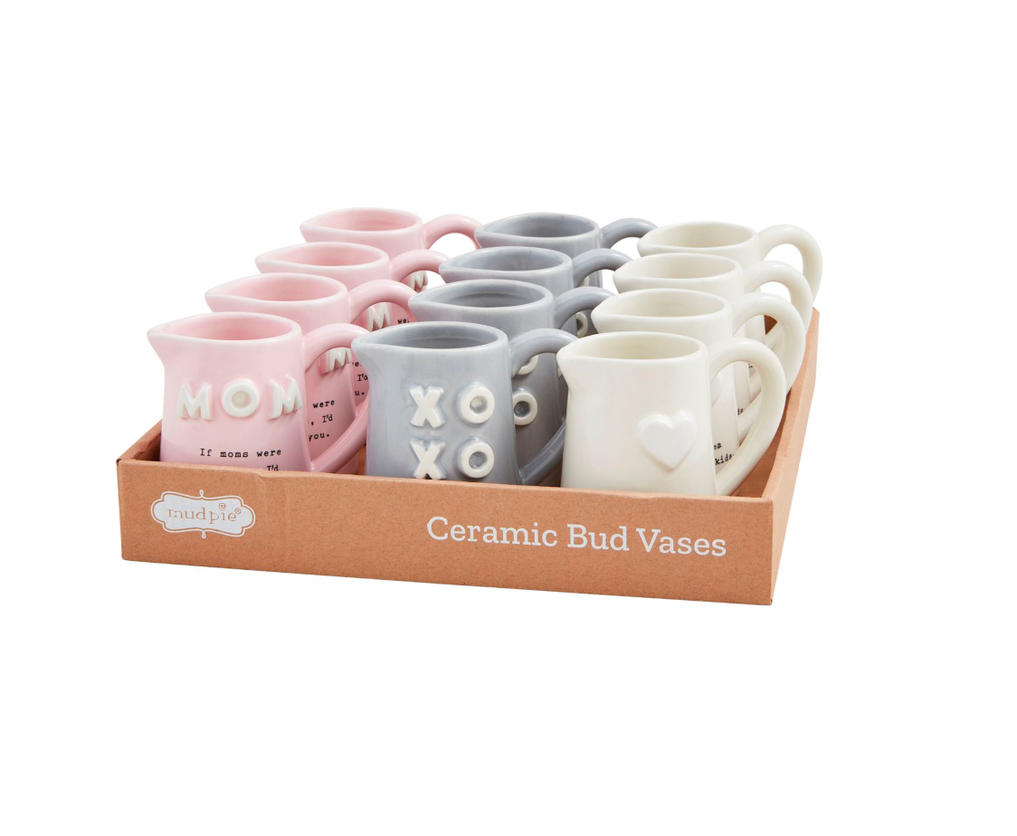 Mud Pie Mom Chunky Letter Bud Vases