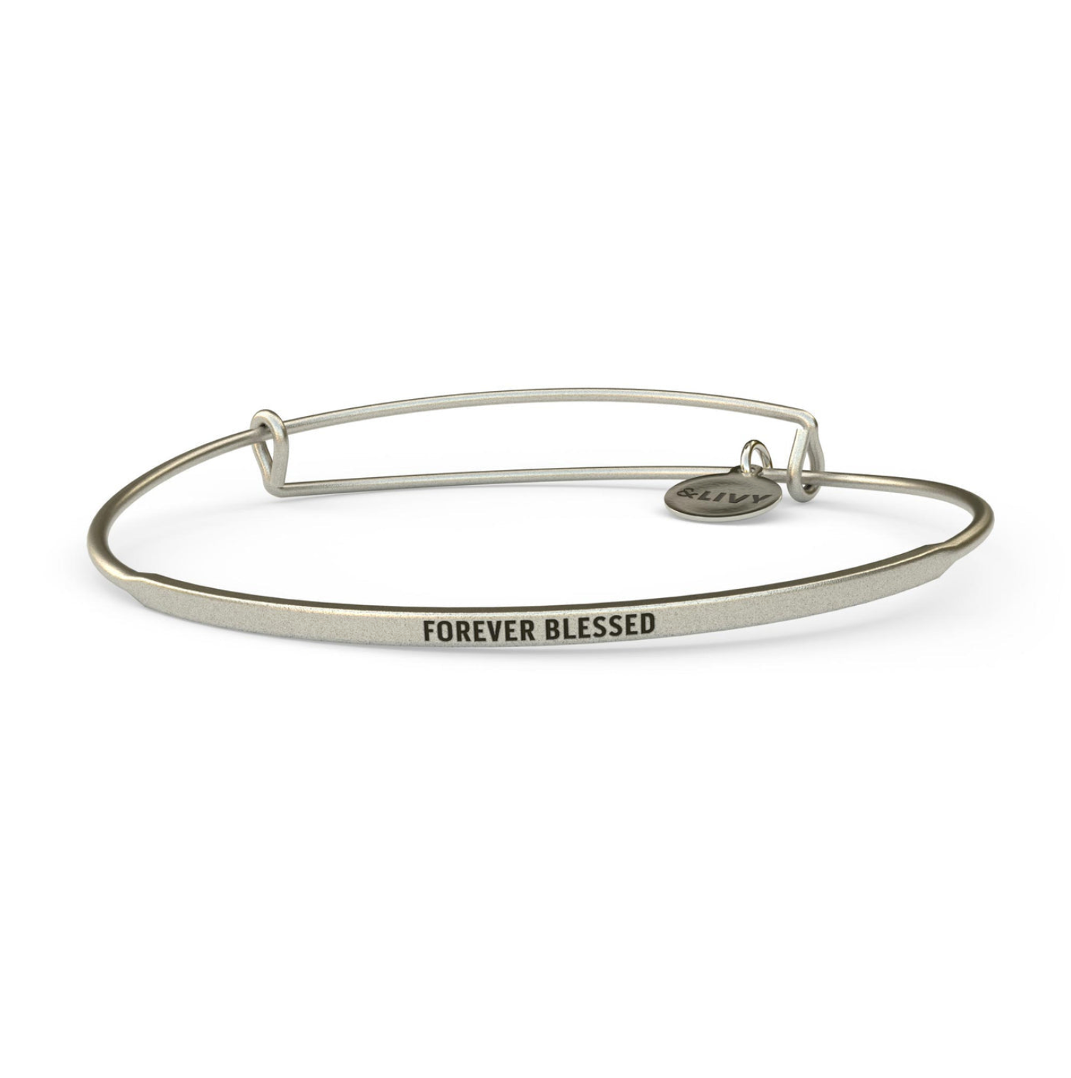 Silver &LIVY Forever Blessed POSY Bangle, available at Be Charmed