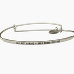 Silver &LIVY I Am Not Afraid POSY Bangle, available at Be Charmed